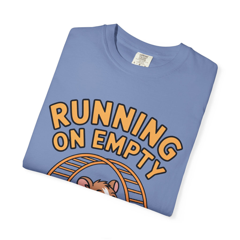 Running On Empty Hamster Shirt, Funny Tired Hamster T-Shirt, Exhausted Wheel Runner Tee, Funny Gift for Tired Friend