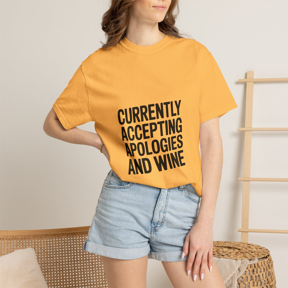 Currently Accepting Apologies And Wine Shirt, Funny Sarcastic T-Shirt, Wine Lover Gift, Bold Typography Tee for Women and Men