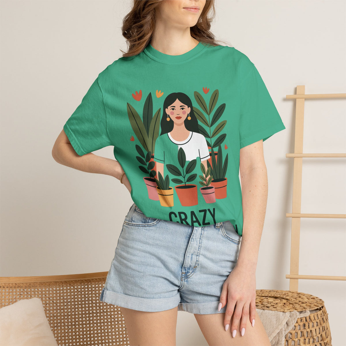 Crazy Plant Lady Shirt, Cute Plant Lover T-Shirt, Botanical Illustration Tee, Funny Gardener Gift, Plant Mom Shirt for Women