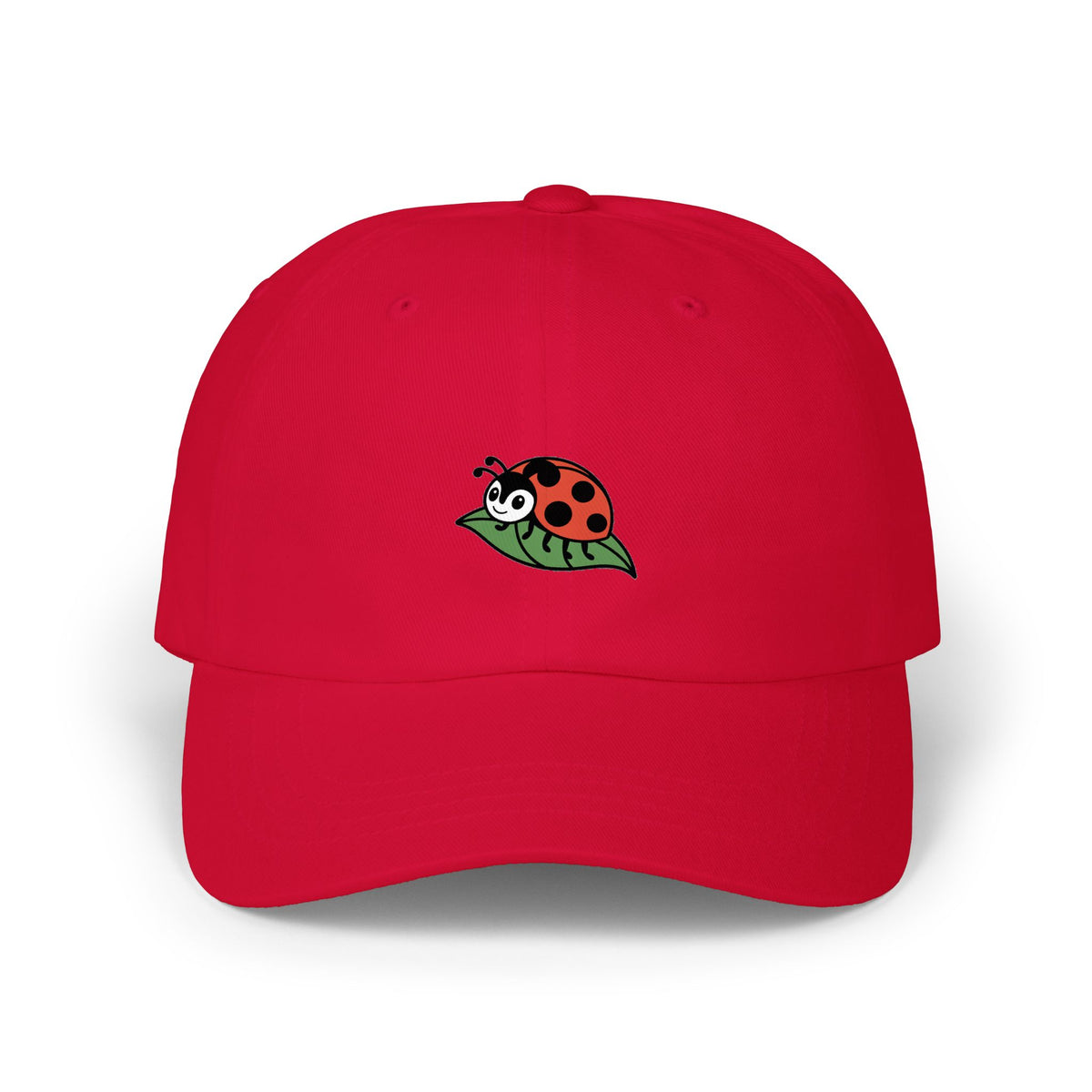 Ladybug Dad Hat, Cute Embroidered Ladybug On Leaf Cap, Nature Lover Gift, Garden Insect Hat, Unstructured Baseball Cap For Women