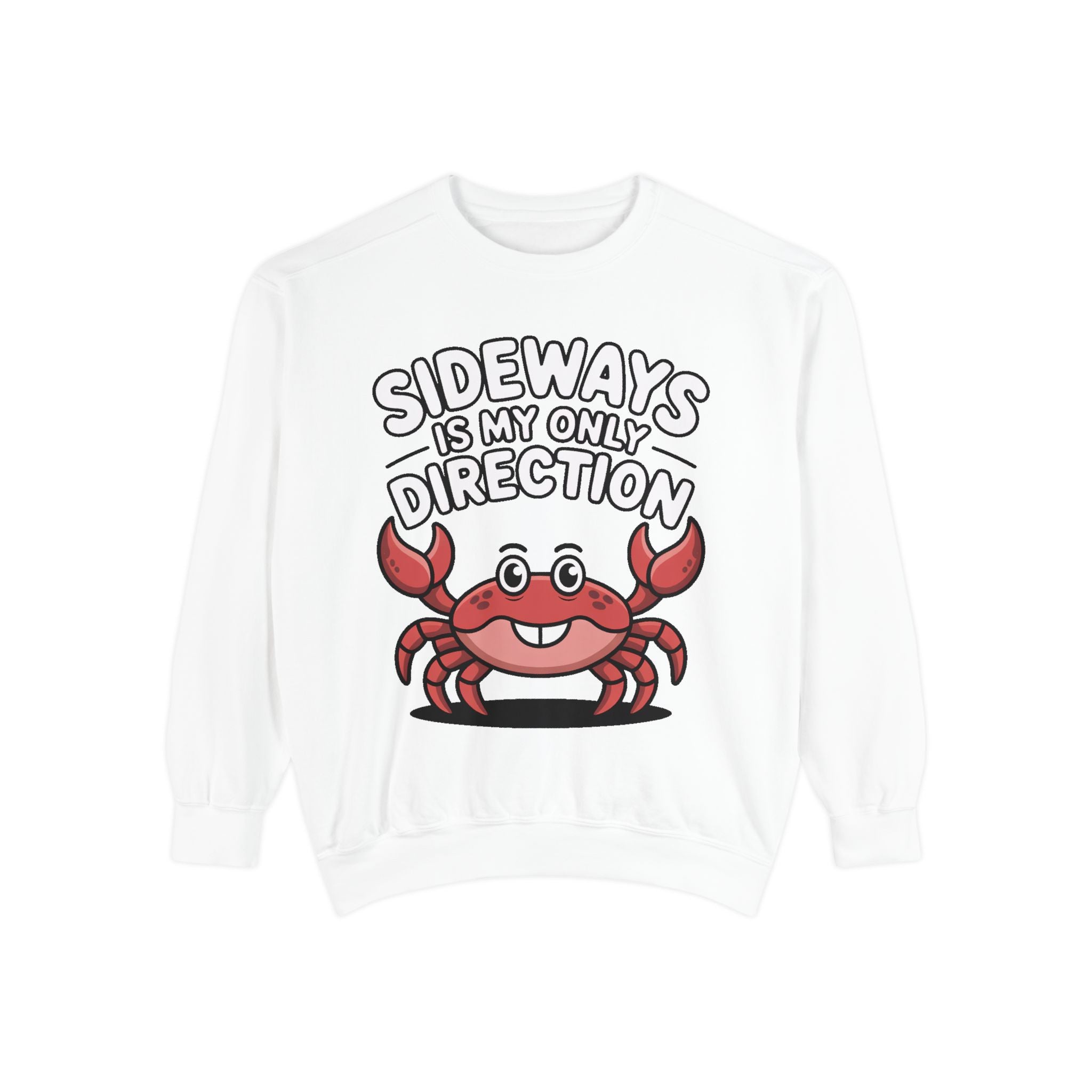 Funny Crab Sweatshirt, Sideways Is My Only Direction Crewneck, Cute Crab Lover Gift, Embroidered Patch Style Beach Sweatshirt
