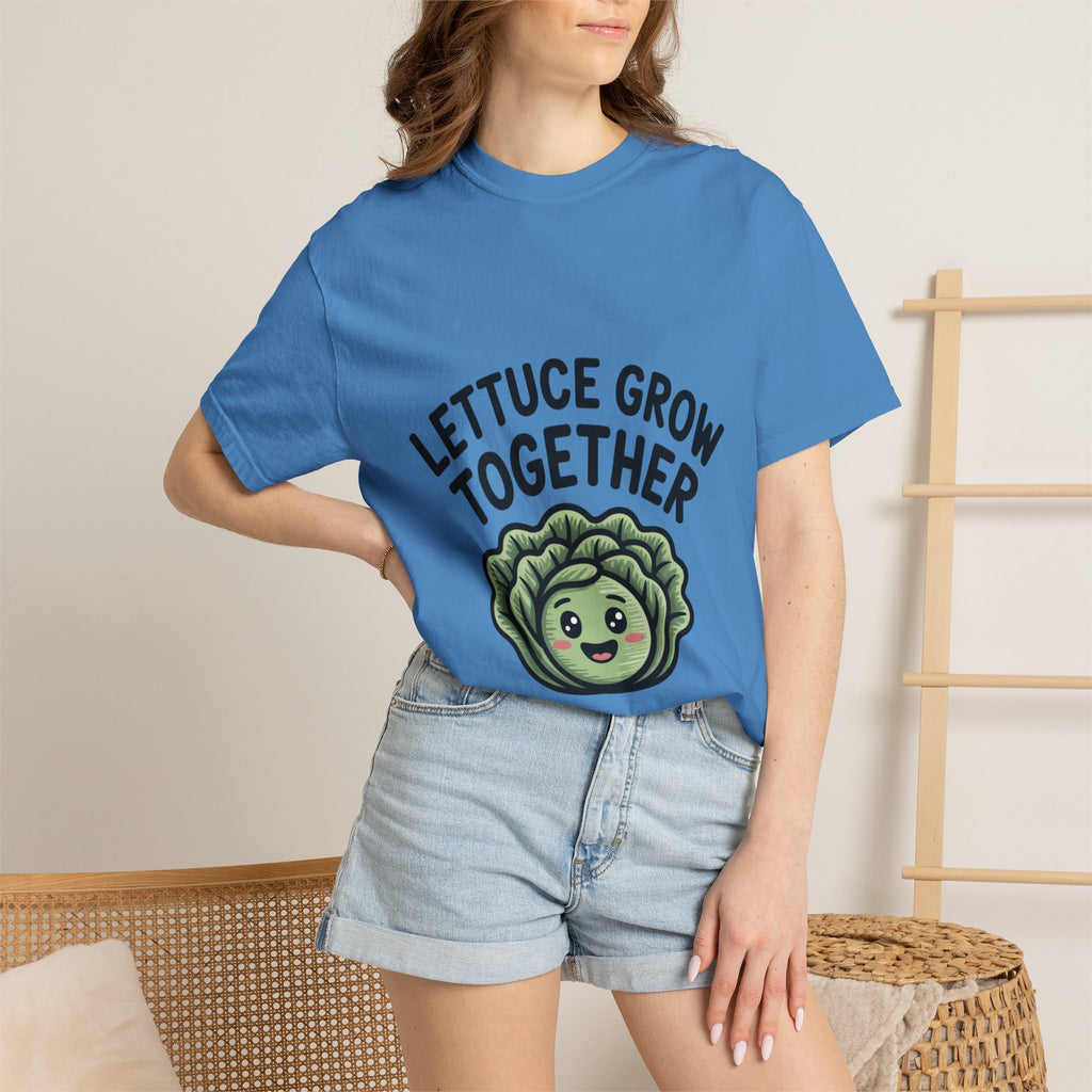Lettuce Grow Together Shirt, Funny Vegetable Pun T-Shirt, Cute Cartoon Lettuce Tee, Gardener Gift, Plant Lover Shirt