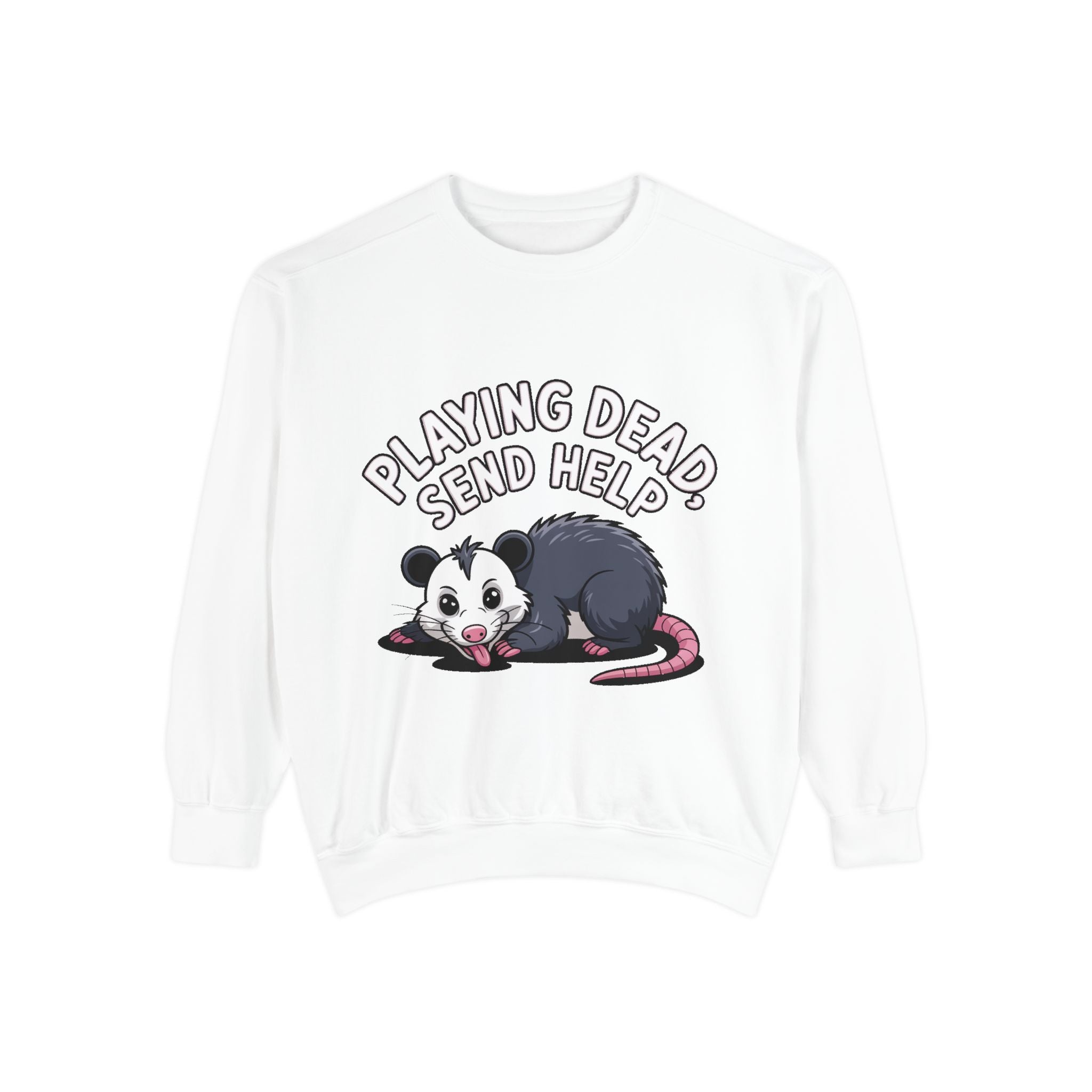 Funny Opossum Sweatshirt, Playing Dead Send Help Crewneck, Cute Possum Lover Gift, Funny Animal Sweatshirt for Introverts