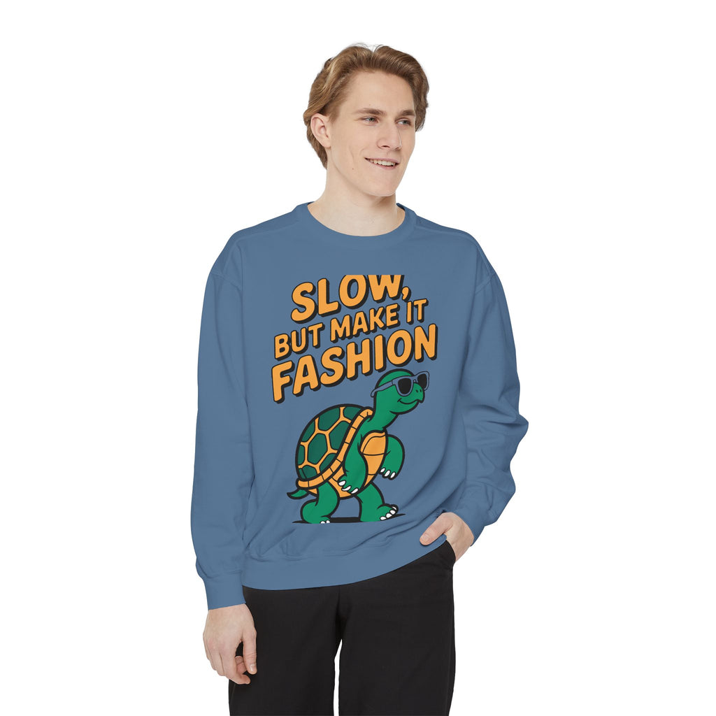 Funny Turtle Sweatshirt, Slow But Make It Fashion Crewneck, Cute Sunglasses Turtle Sweater, Retro Turtle Lover Gift