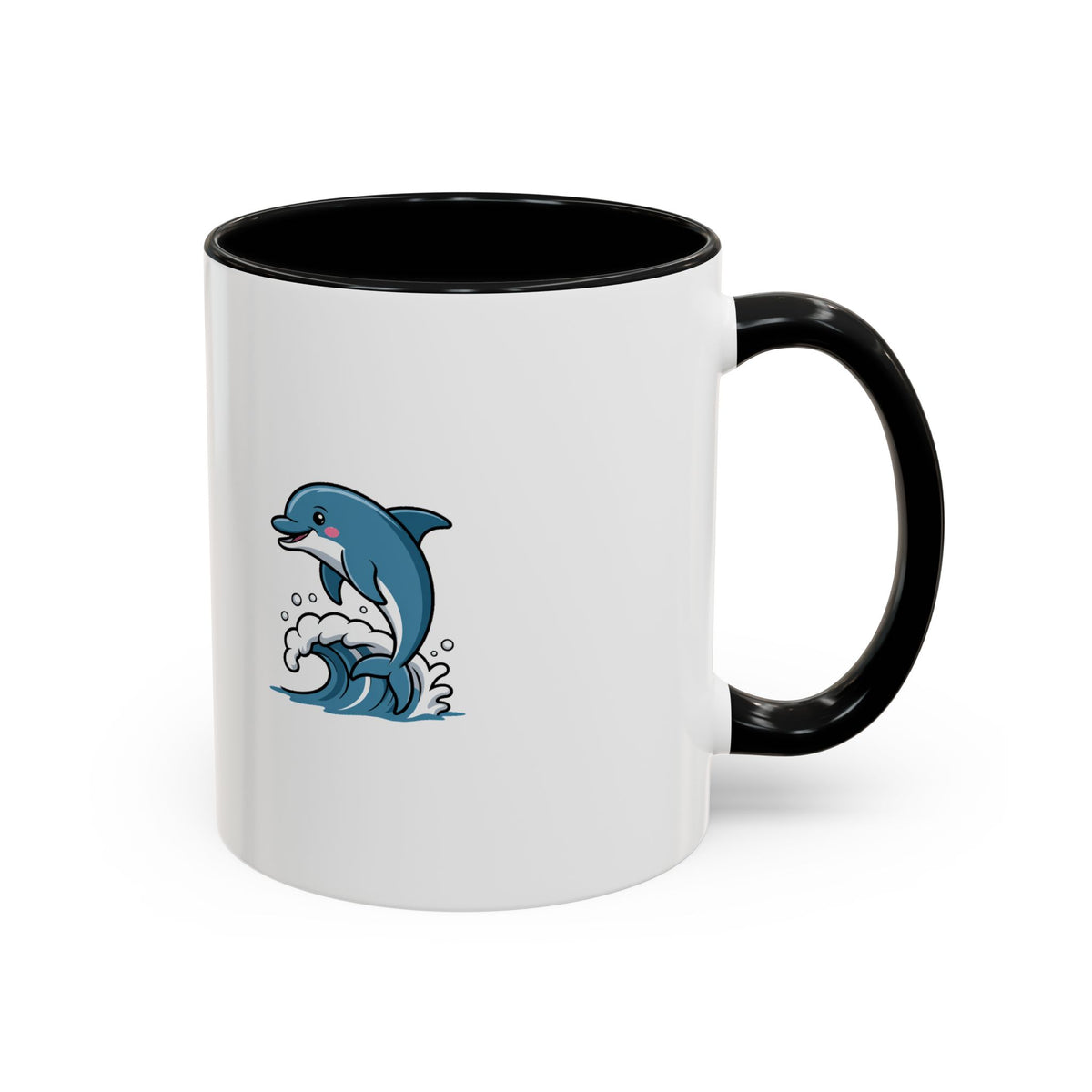 Cute Dolphin Mug, Jumping Dolphin Wave Coffee Mug, Ocean Lover Gift, Cartoon Dolphin Ceramic Cup, Beach Animal Lover Present