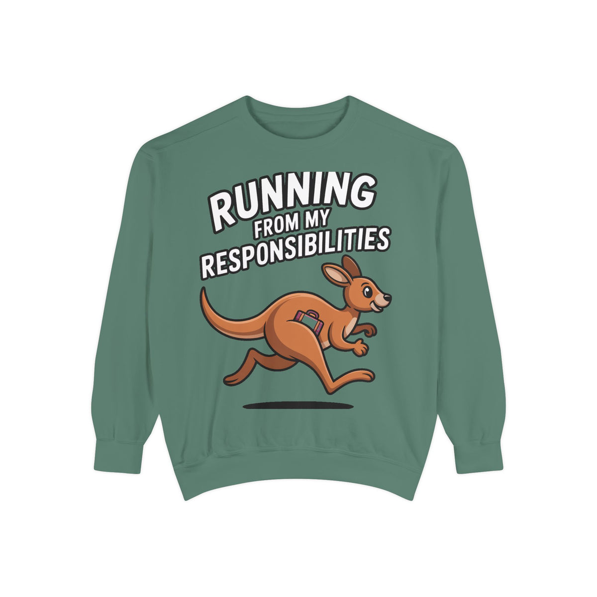 Running From My Responsibilities Sweatshirt, Funny Kangaroo Crewneck, Adulting Humor Gift, Cute Cartoon Animal Sweatshirt