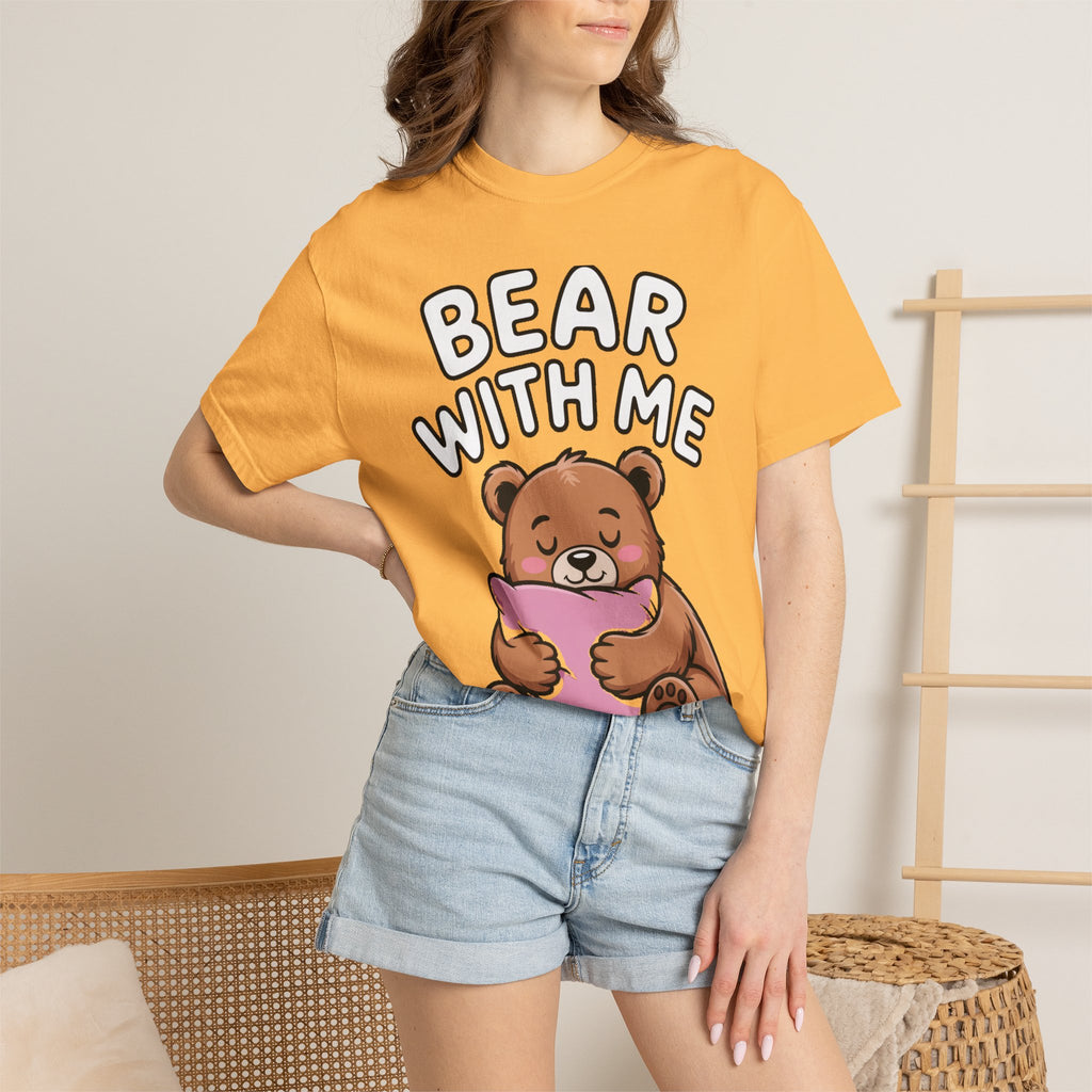 Bear With Me Shirt, Cute Sleepy Bear T-Shirt, Funny Bear Hug Pillow Tee, Cozy Introvert Gift