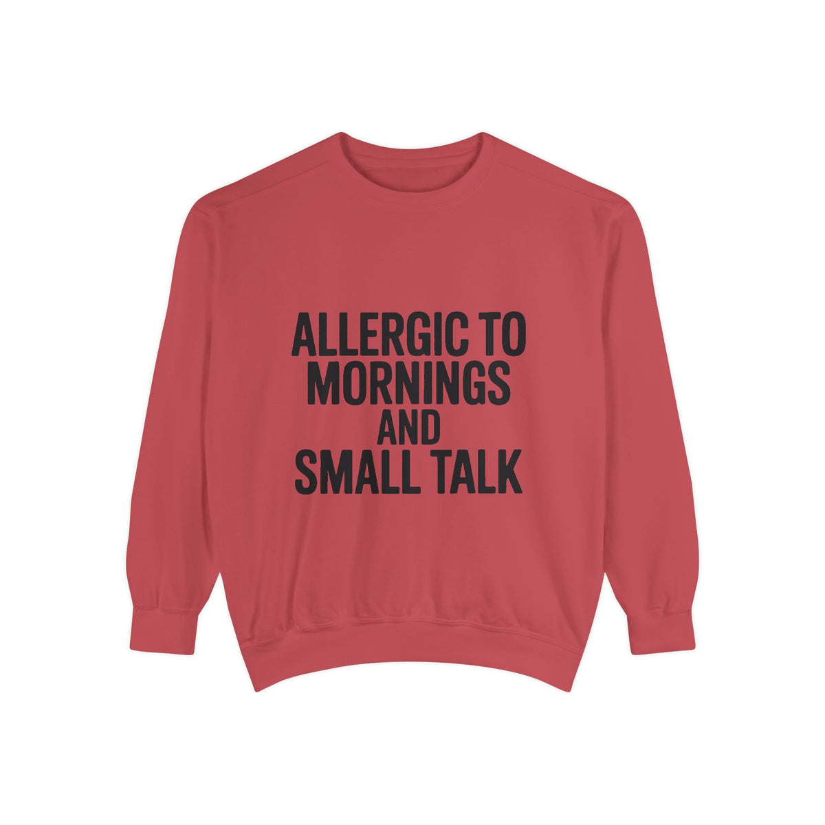 Allergic To Mornings And Small Talk Sweatshirt, Funny Embroidered Crewneck, Sarcastic Quote Sweatshirt, Introvert Gift