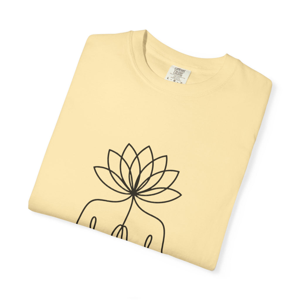Lotus Flower Line Art Shirt, Minimalist Yoga T-Shirt, Breathe Meditation Tee, Continuous Line Lotus Tattoo Style Gift