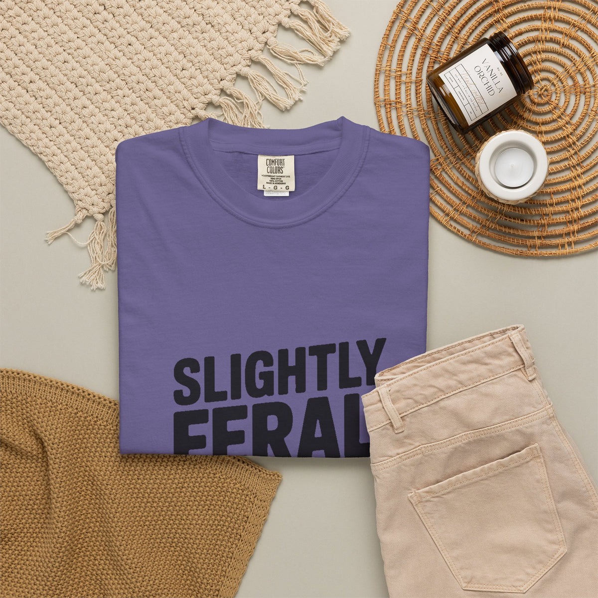 Slightly Feral Mostly Fine Shirt, Funny Sarcastic T-Shirt, Bold Minimalist Text Tee, Funny Gift for Friend