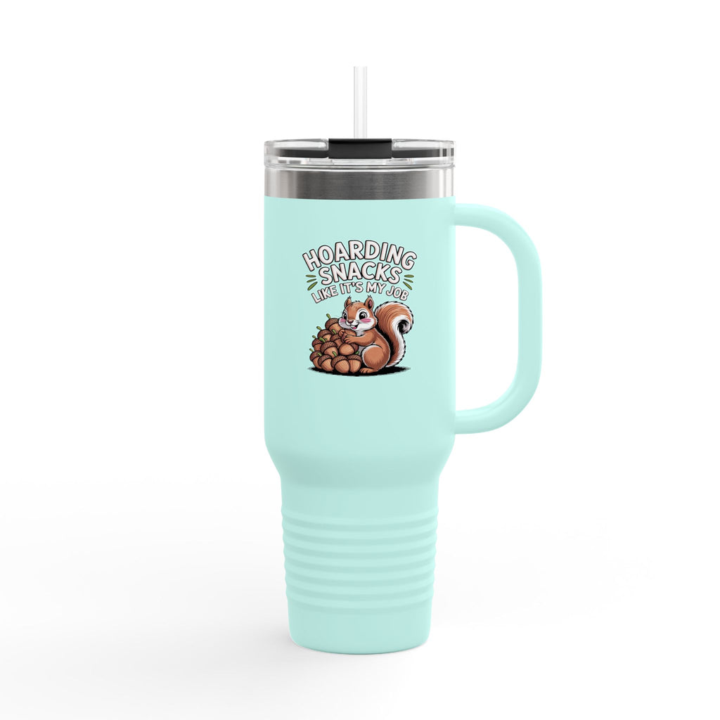 Funny Squirrel Travel Mug, Hoarding Snacks Like It's My Job Tumbler, Cute Squirrel 40oz Cup, Snack Lover Gift, Nature Lover Tumbler