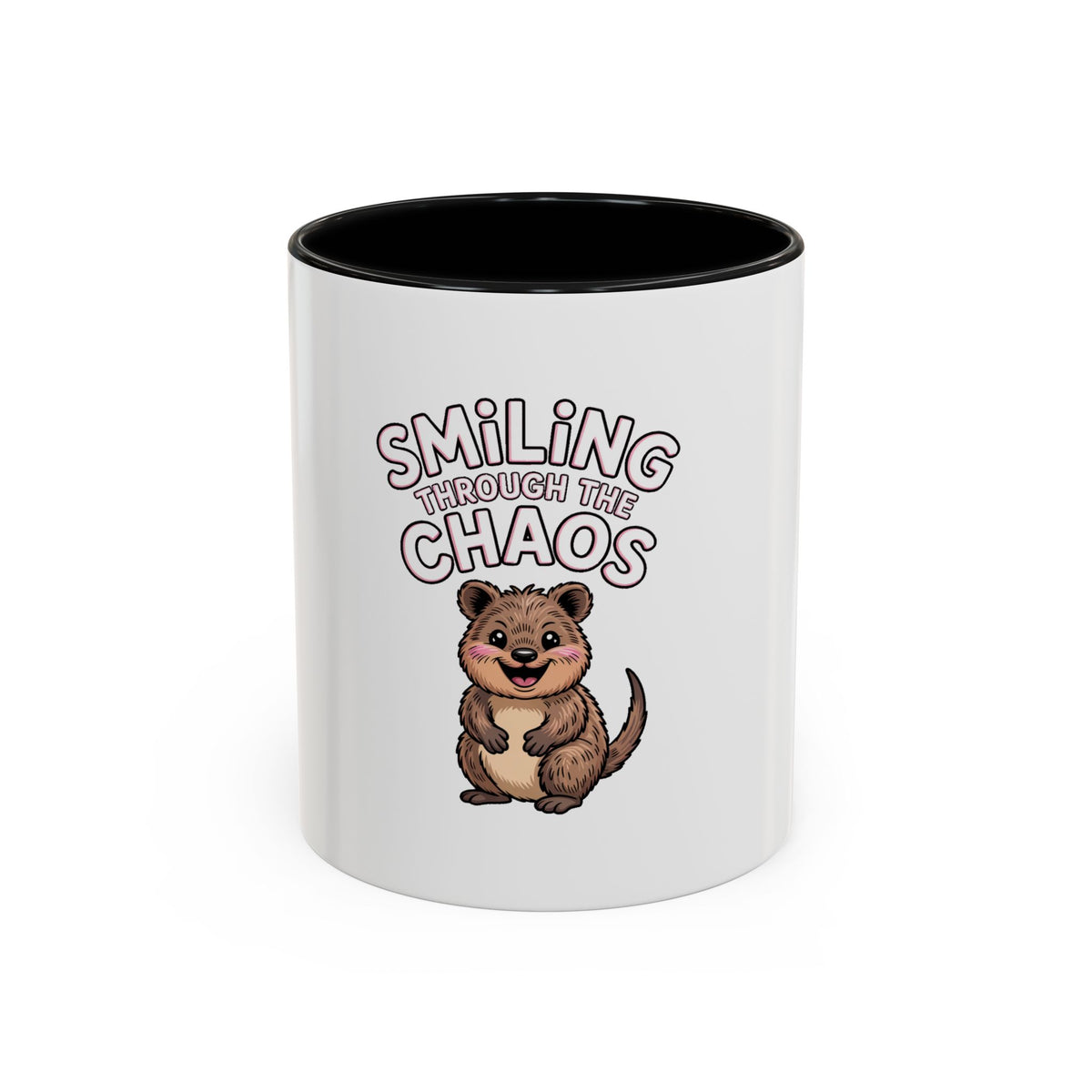 Smiling Through The Chaos Quokka Mug, Funny Cute Quokka Coffee Cup, Positive Vibes Mug, Chaotic Mom Life Gift, Cute Animal Lover Mug