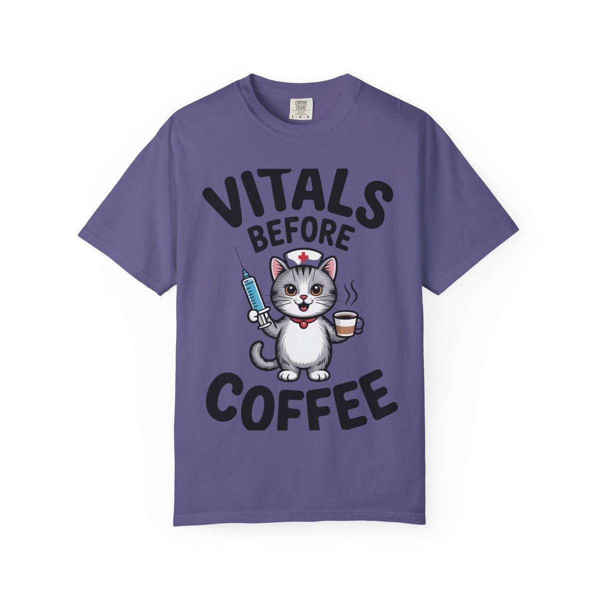 Vitals Before Coffee Nurse Shirt, Funny Nurse Cat T-Shirt, Cute Nurse Gift, Nursing Student Shirt, RN Coffee Lover Tee