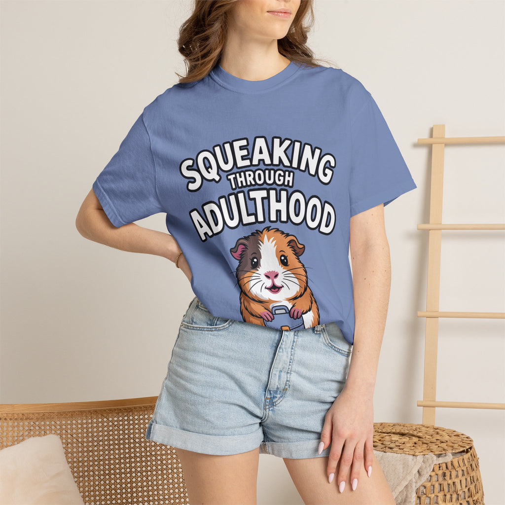 Guinea Pig Squeaking Through Adulthood Shirt, Funny Guinea Pig T-Shirt, Adulting Humor Tee, Cute Guinea Pig Lover Gift