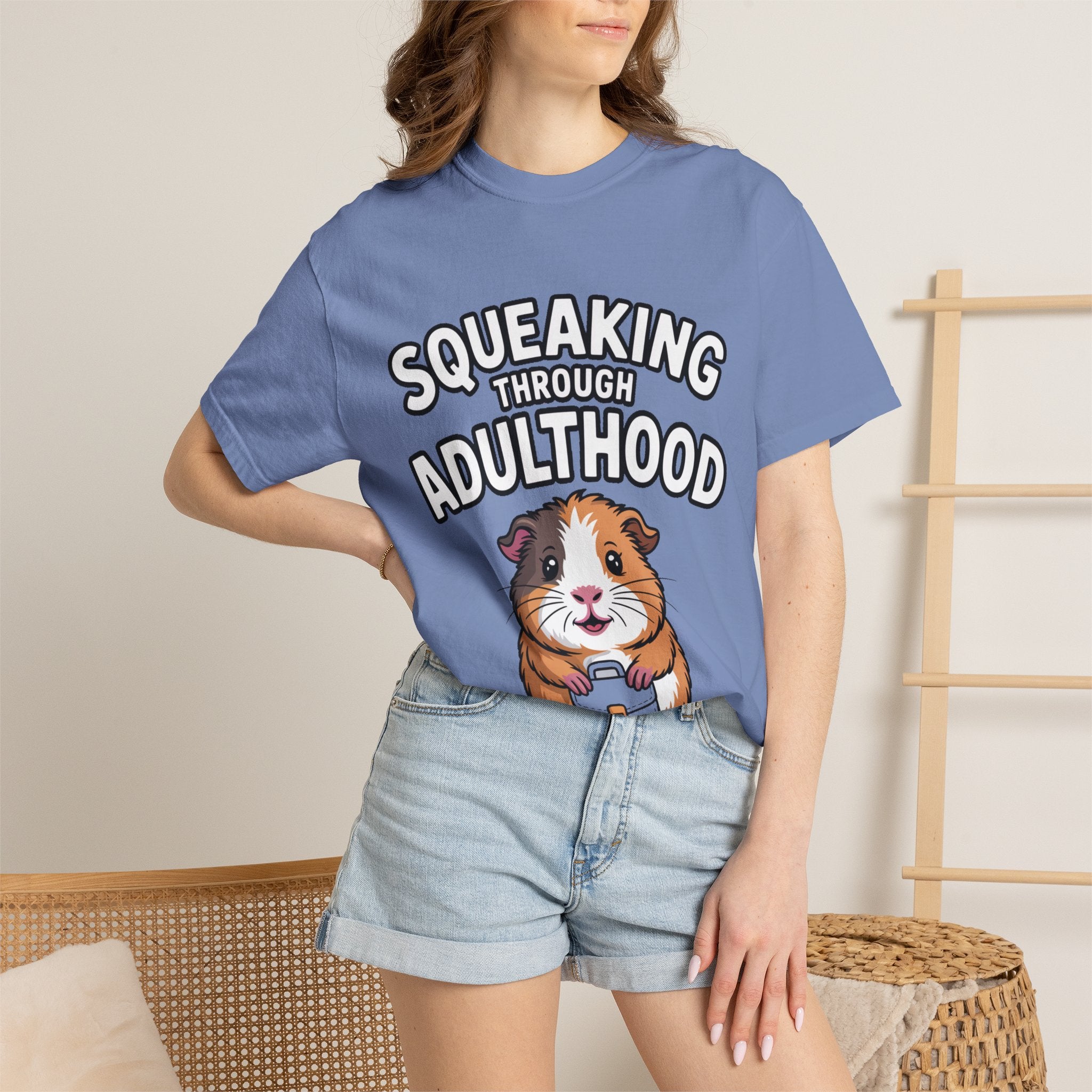 Guinea Pig Squeaking Through Adulthood Shirt, Funny Guinea Pig T-Shirt, Adulting Humor Tee, Cute Guinea Pig Lover Gift
