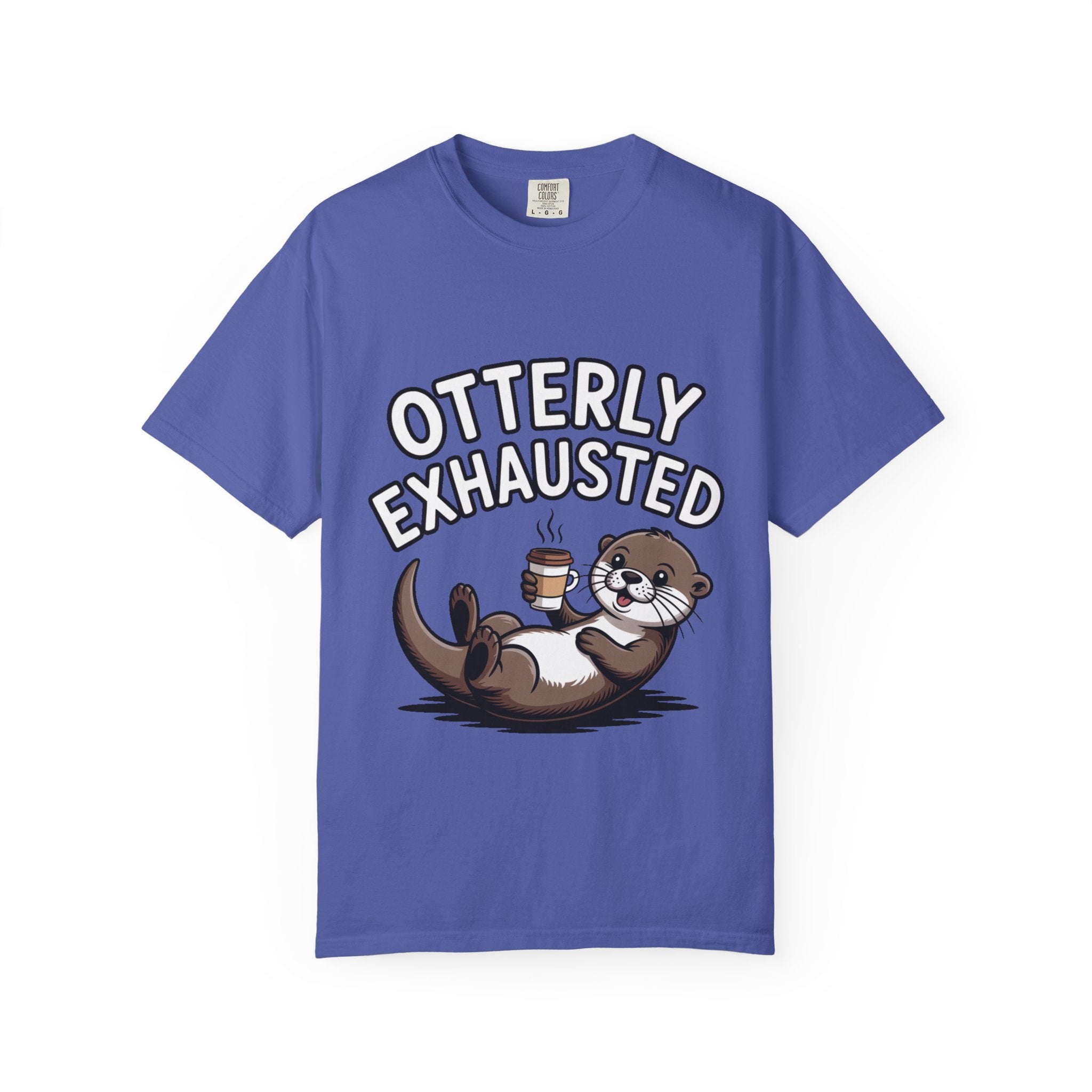Otterly Exhausted Shirt, Funny Otter Coffee T-Shirt, Cute Otter Lover Gift, Sarcastic Coffee Lover Tee