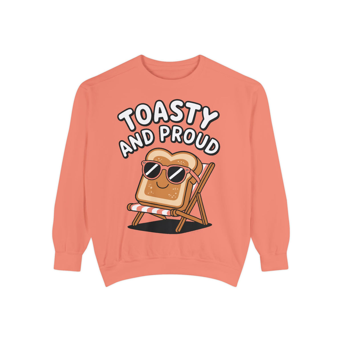 Toasty And Proud Sweatshirt, Funny Toast Bread Crewneck, Cute Beach Chair Toast Embroidered Sweatshirt, Funny Food Lover Gift