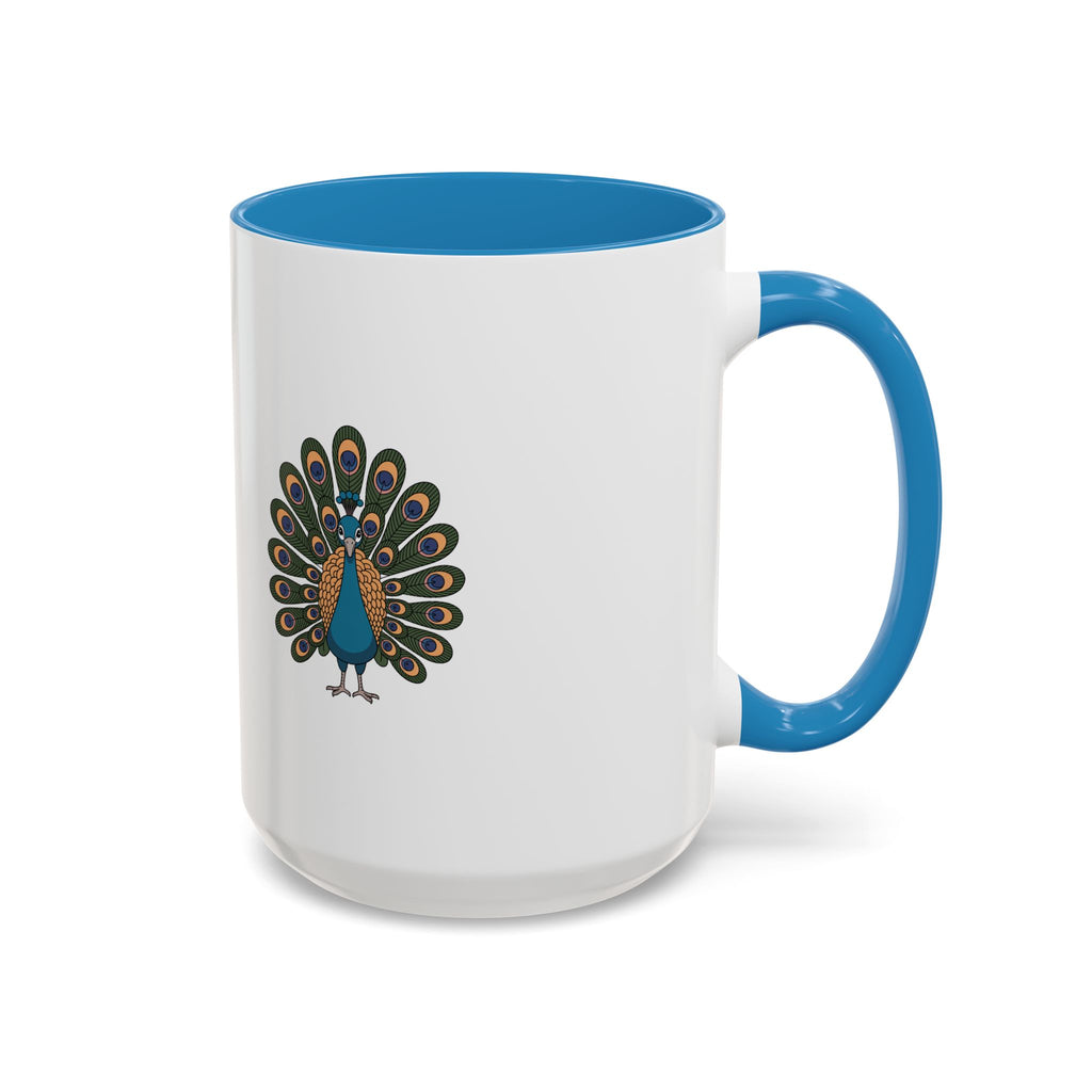 Cute Peacock Mug, Fanned Feather Peacock Coffee Cup, Bird Lover Gift, Cartoon Peacock Ceramic Mug, Colorful Feather Pattern Mug