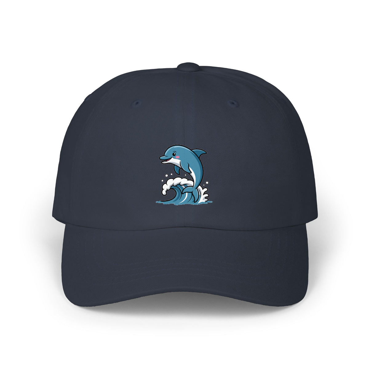 Dolphin Dad Hat, Cute Jumping Dolphin Cap, Ocean Wave Embroidered Hat, Beach Lover Gift, Unstructured 6-Panel Dad Cap