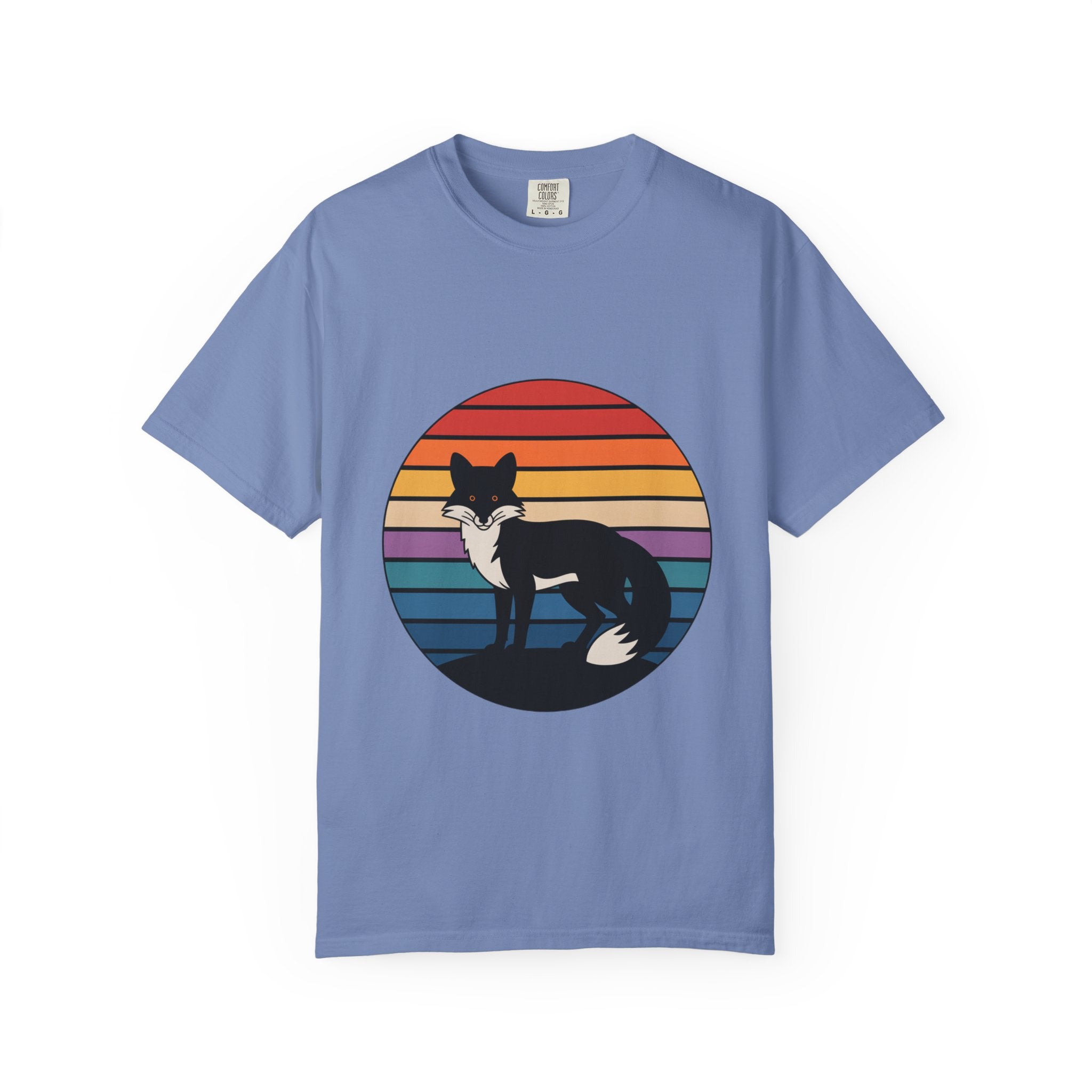 Retro Sunset Fox Badge T-Shirt