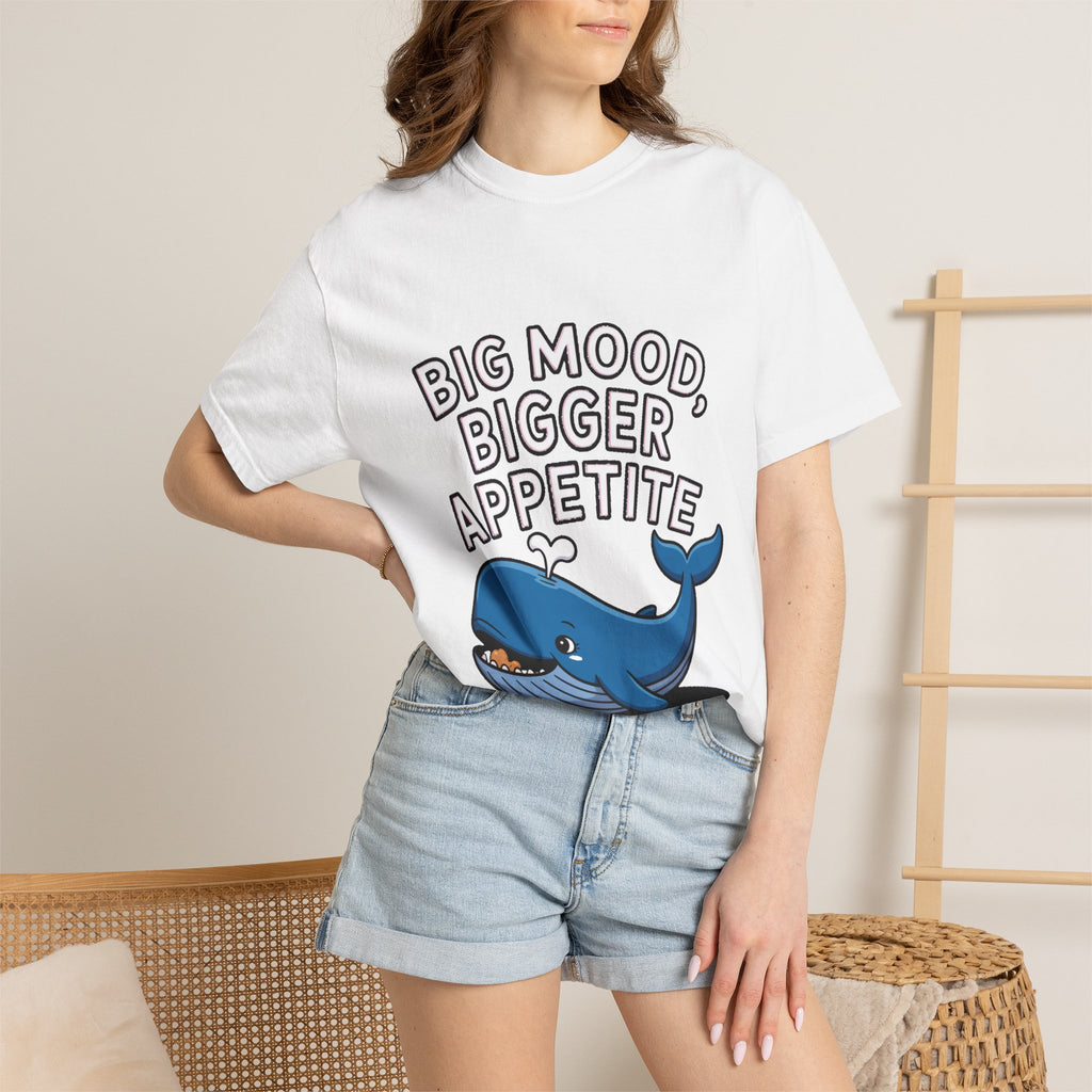 Funny Whale Shirt, Big Mood Bigger Appetite T-Shirt, Cute Snack Lover Tee, Foodie Gift for Whale Lovers