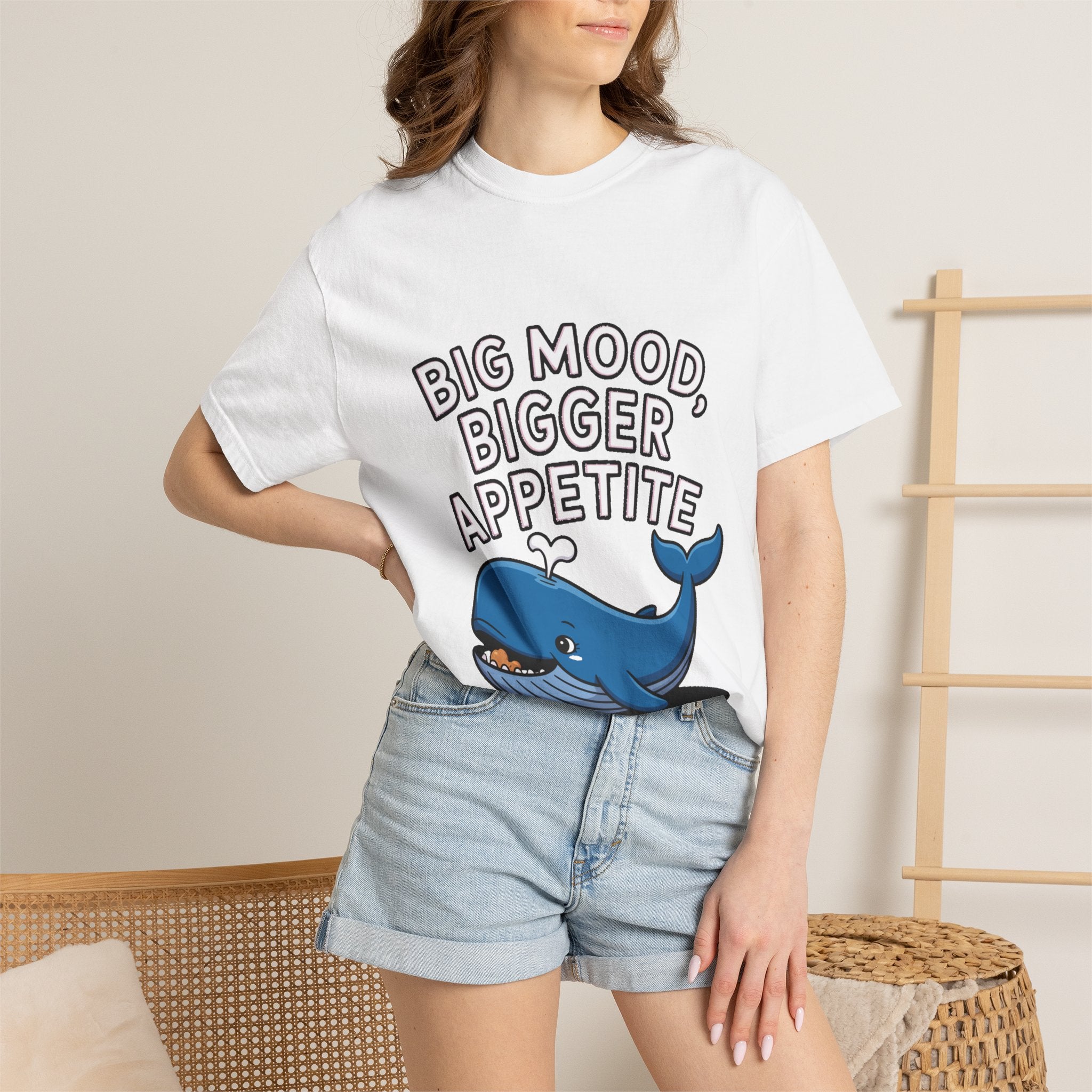 Funny Whale Shirt, Big Mood Bigger Appetite T-Shirt, Cute Snack Lover Tee, Foodie Gift for Whale Lovers
