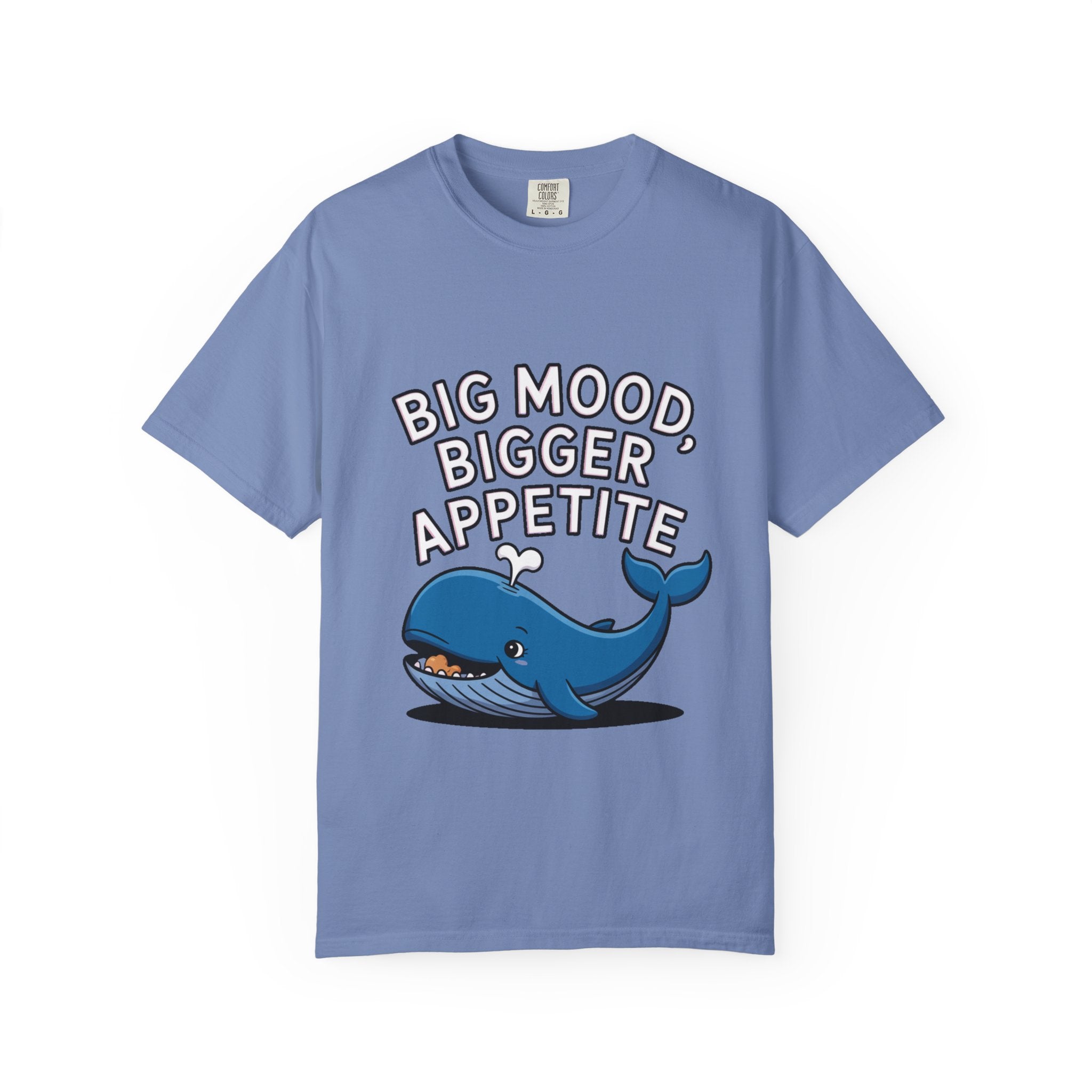 Funny Whale Shirt, Big Mood Bigger Appetite T-Shirt, Cute Snack Lover Tee, Foodie Gift for Whale Lovers