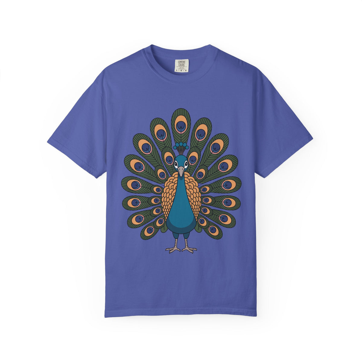 Cute Peacock T-Shirt, Fanned Feathers Bird Lover Gift Tee, Cartoon Peacock Graphic Shirt for Nature Lovers