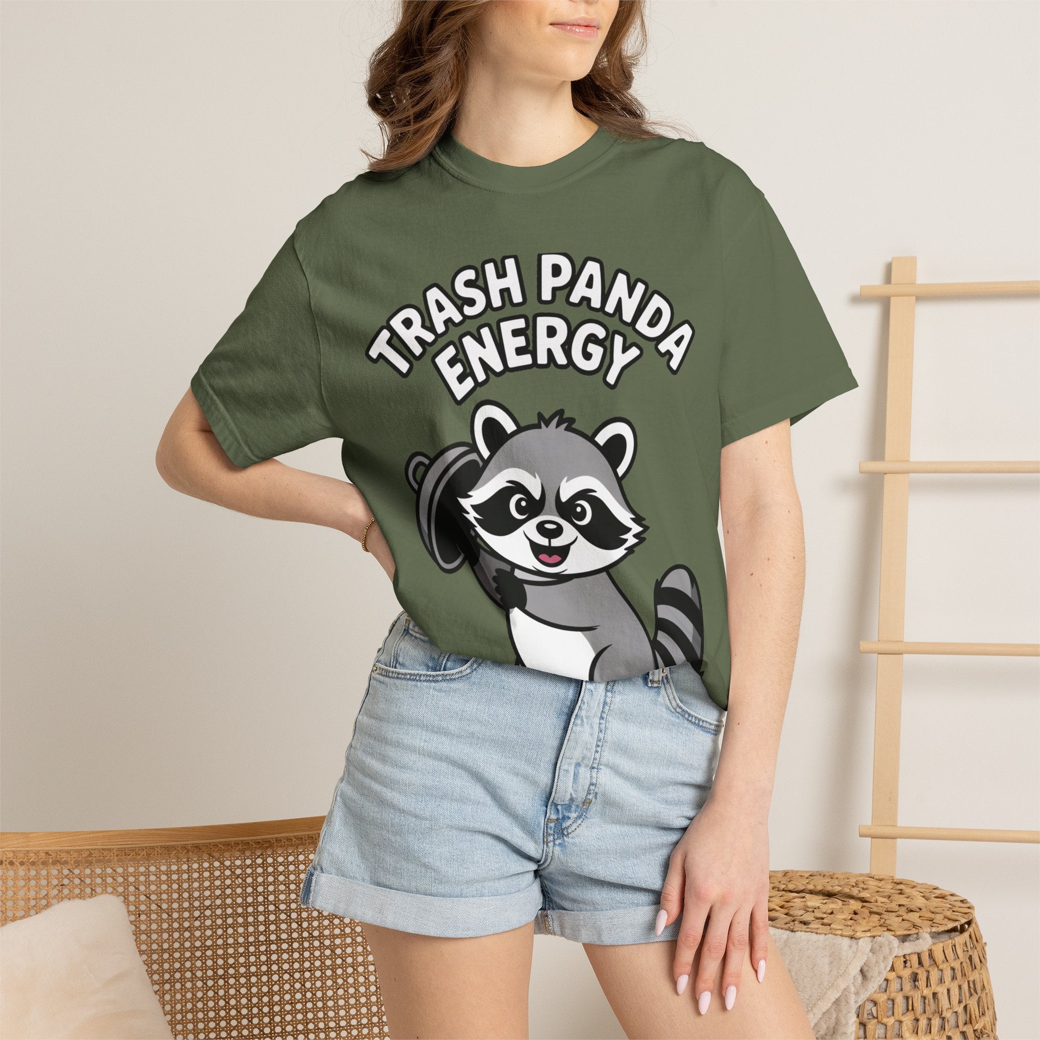 Trash Panda Energy T-Shirt, Funny Raccoon Shirt, Cute Raccoon Graphic Tee, Trash Panda Lover Gift, Unisex Garment Dyed Tee