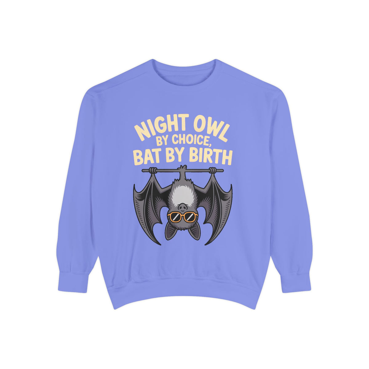 Night Owl By Choice Bat Sweatshirt, Funny Bat Lover Crewneck, Cute Halloween Sweatshirt, Embroidered Patch Style Bat Shirt Gift