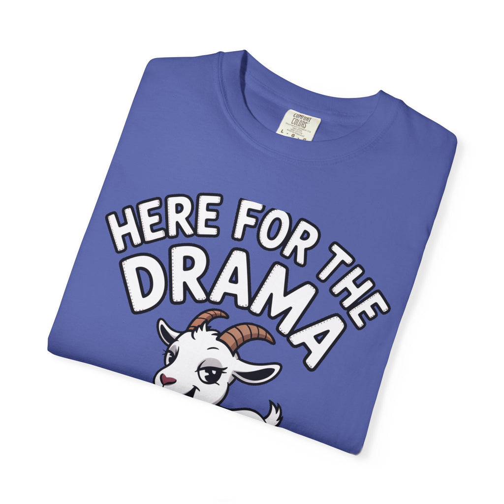 Funny Goat Shirt, Here For The Drama And The Snacks T-Shirt, Cute Goat Lover Gift, Sarcastic Farm Animal Tee