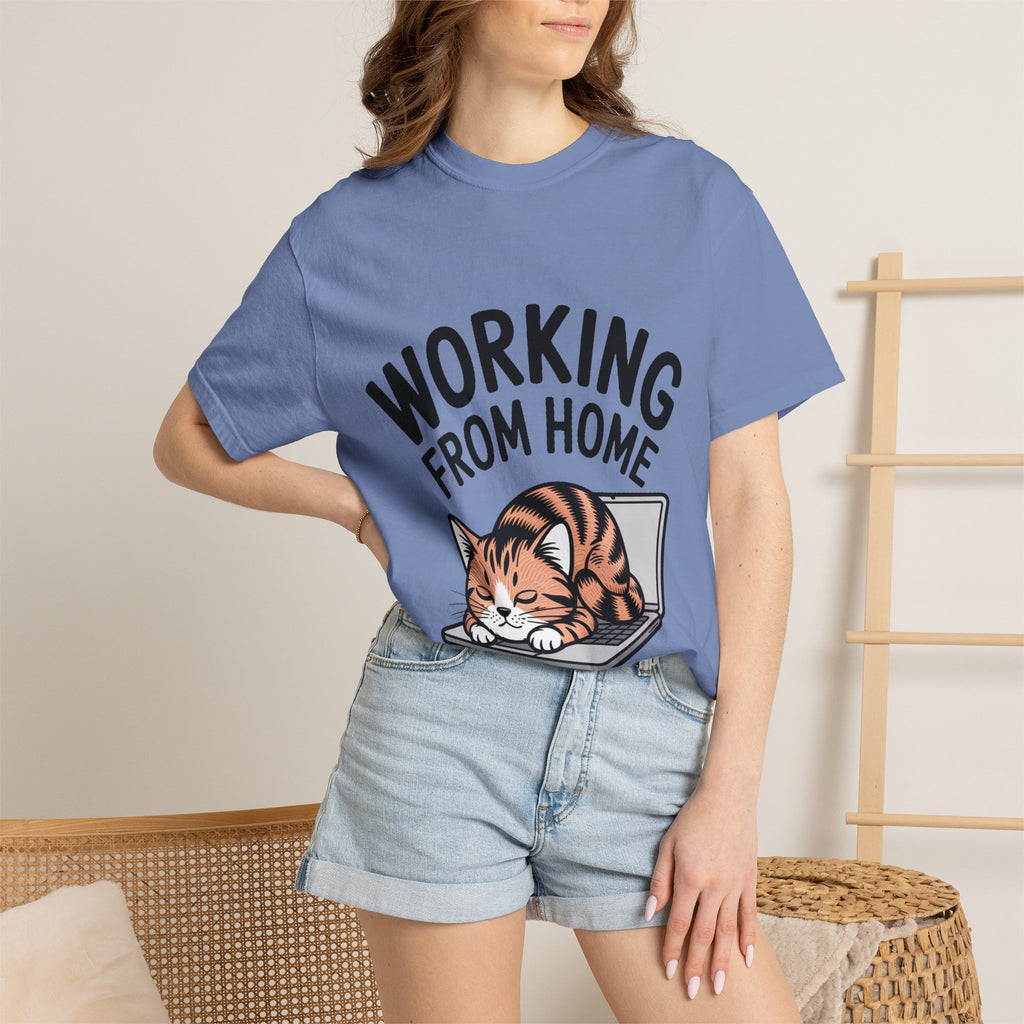 Working From Home Cat Shirt, Funny Cat Lover T-Shirt, Cute Cat Keyboard Tee, Remote Work Gift, WFH Cat Lover Graphic Shirt