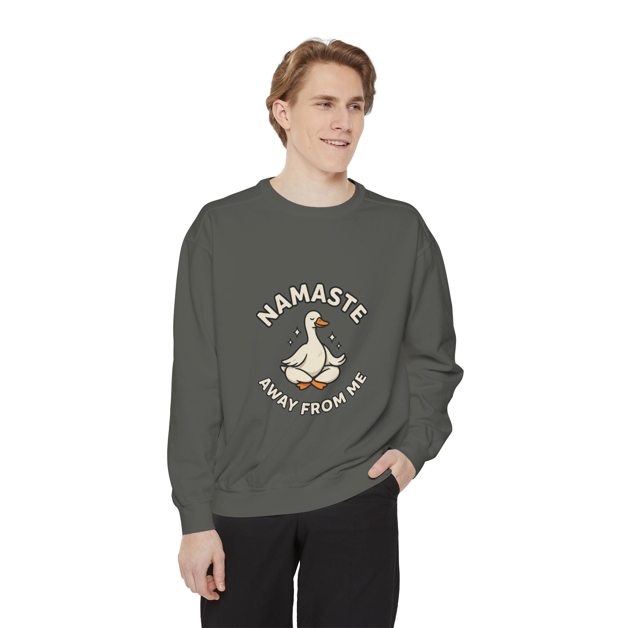 Sweatshirt - "Namaste Away From Me" Funny Goose Graphic Crewneck