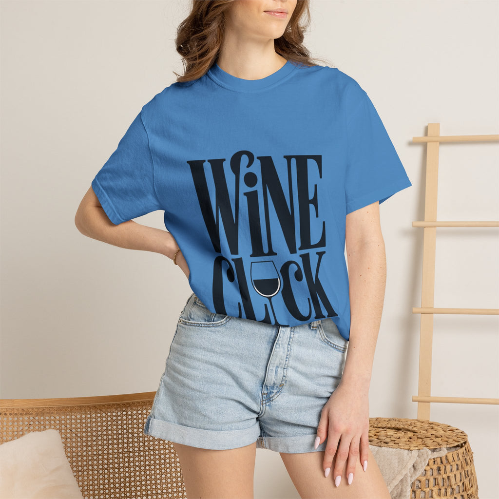 Wine O'Clock Shirt, Funny Wine Lover T-Shirt, Bold Typography Wine Glass Tee, Cute Gift for Wine Drinker