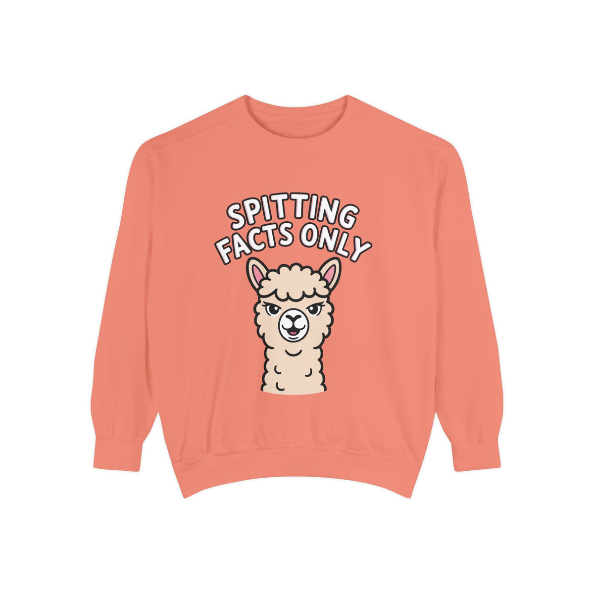Alpaca Spitting Facts Sweatshirt, Funny Sassy Alpaca Crewneck, Cute Embroidered-Style Animal Sweatshirt, Alpaca Lover Gift