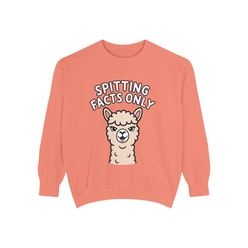 Alpaca Spitting Facts Sweatshirt, Funny Sassy Alpaca Crewneck, Cute Embroidered-Style Animal Sweatshirt, Alpaca Lover Gift