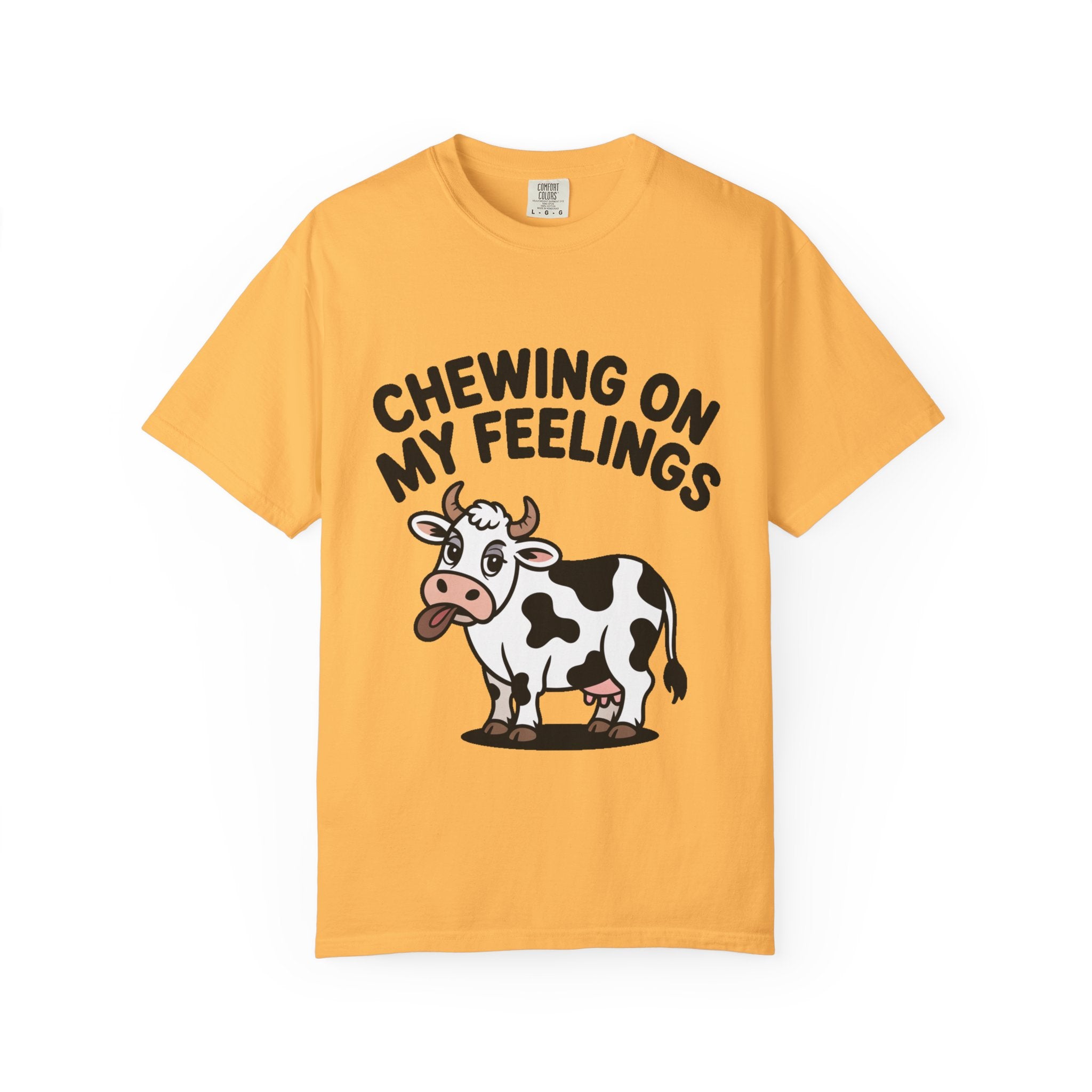 Chewing On My Feelings Cow Shirt, Funny Cow T-Shirt, Cute Cartoon Cow Tee, Sarcastic Farm Animal Gift, Mental Health Humor Shirt