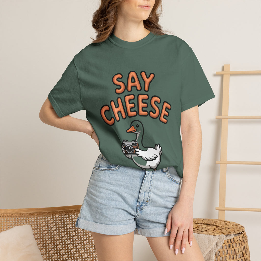 Say Cheese Goose Shirt, Funny Camera Goose T-Shirt, Cute Cartoon Goose Lover Gift, Photography Shirt for Photographer