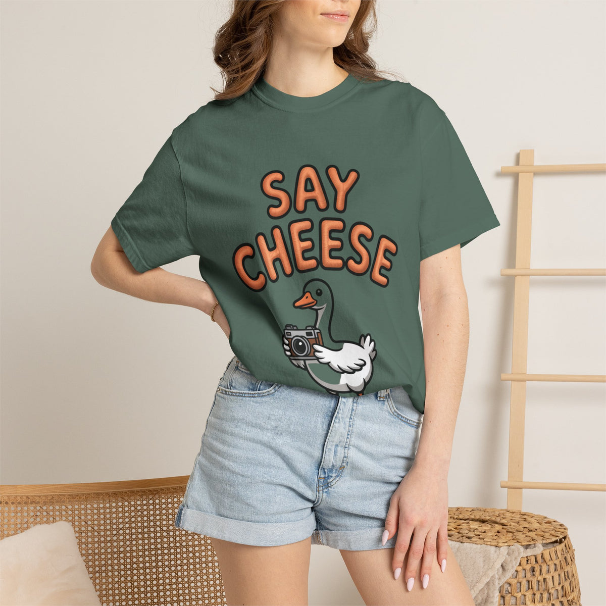 Say Cheese Goose Shirt, Funny Camera Goose T-Shirt, Cute Cartoon Goose Lover Gift, Photography Shirt for Photographer