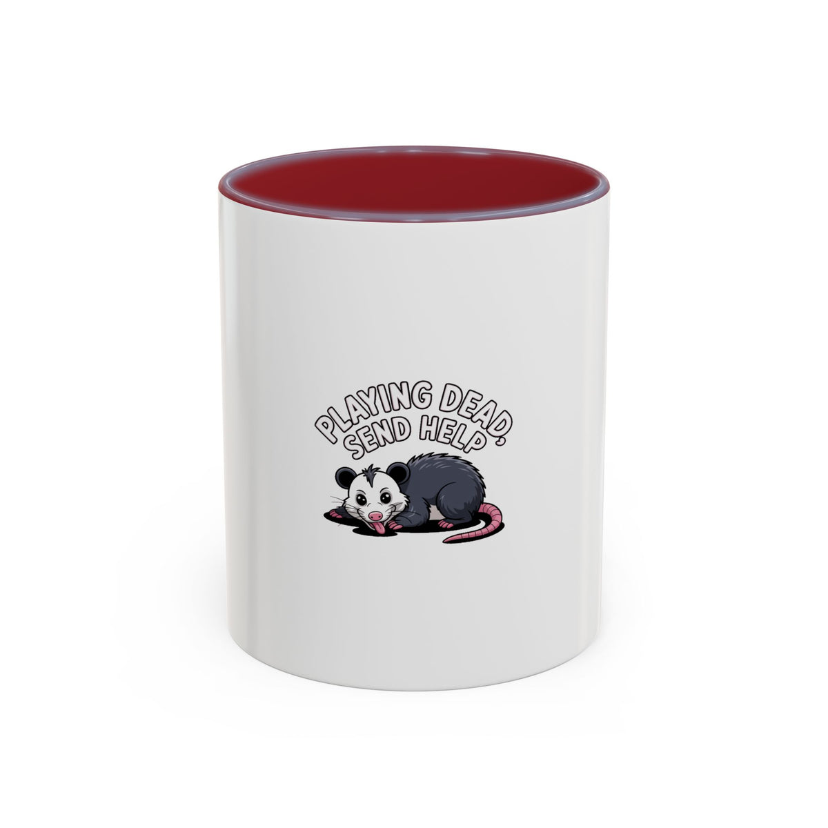 Funny Opossum Mug, Playing Dead Send Help Coffee Mug, Cute Cartoon Possum Gift, Sarcastic Animal Lover Mug
