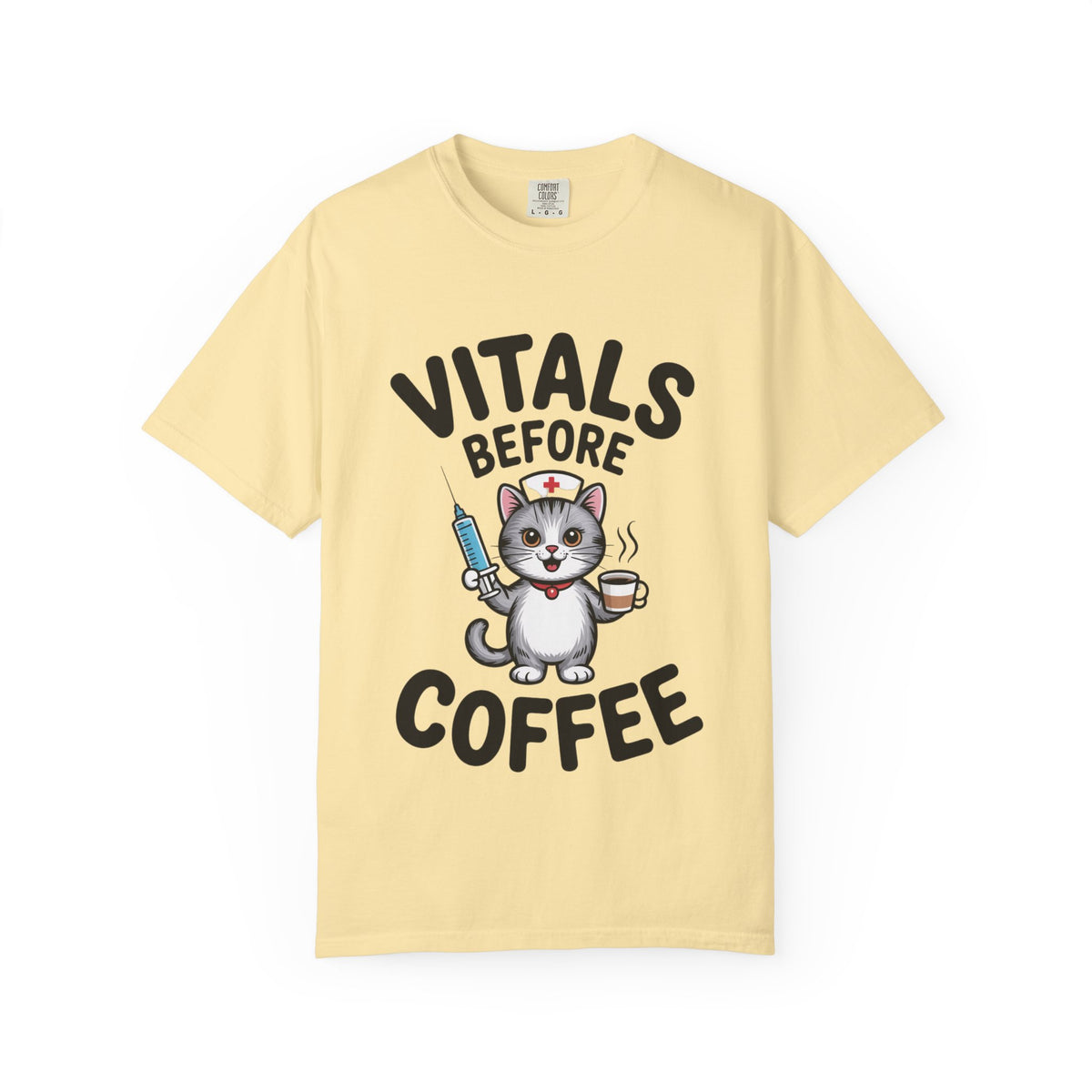 Vitals Before Coffee Nurse Shirt, Funny Nurse Cat T-Shirt, Cute Nurse Gift, Nursing Student Shirt, RN Coffee Lover Tee