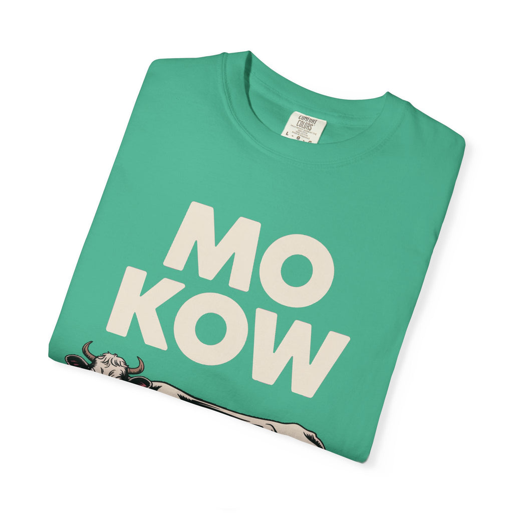 Mo Kow Funny Cow Shirt, Absurd Meme T-Shirt, Deadpan Farm Animal Tee, Weird Cow Lover Gift, Funny Misspelled Label Shirt