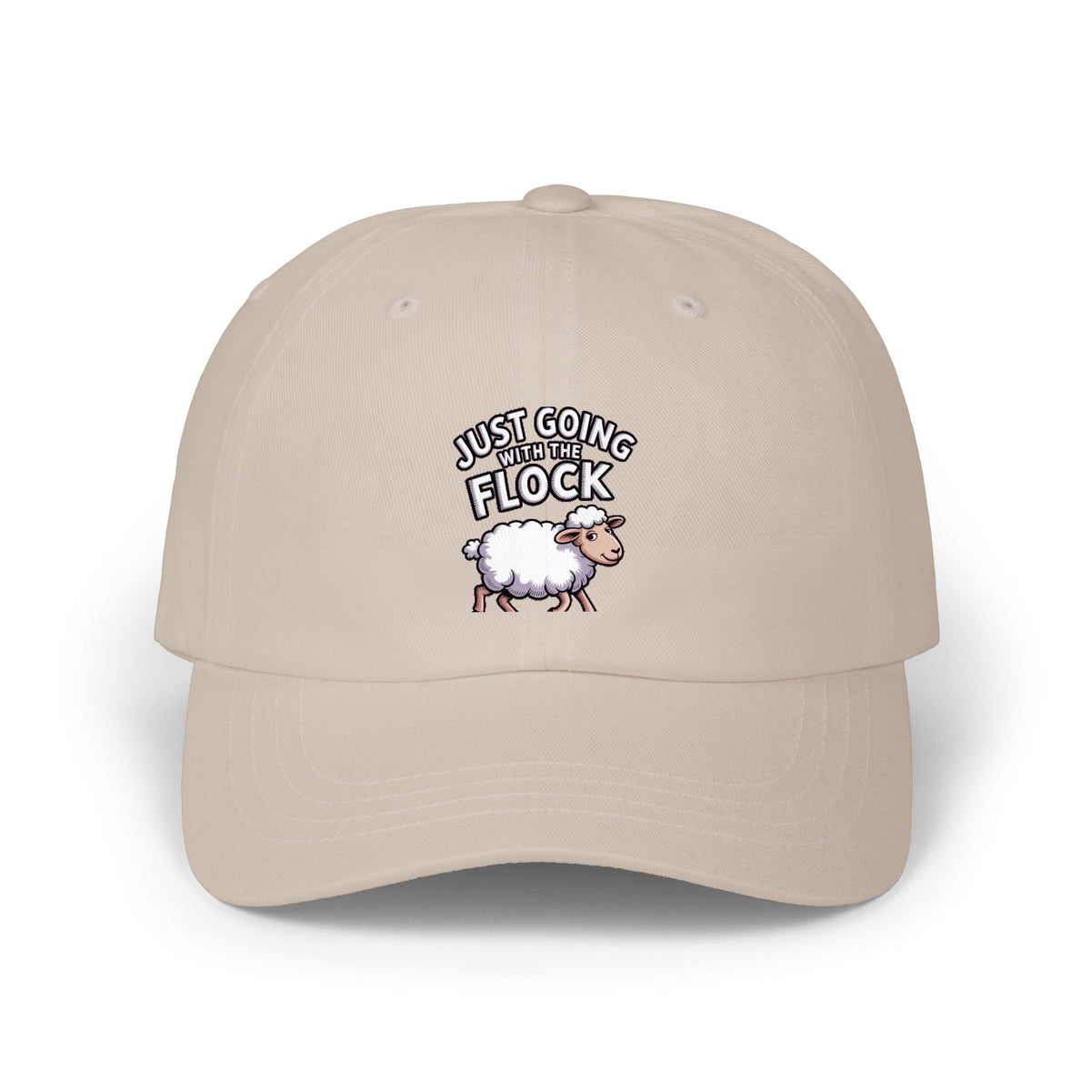 Funny Sheep Dad Hat, Just Going With The Flock Cap, Cute Cartoon Sheep Embroidered Hat, Funny Farm Animal Gift, Unstructured Baseball Cap