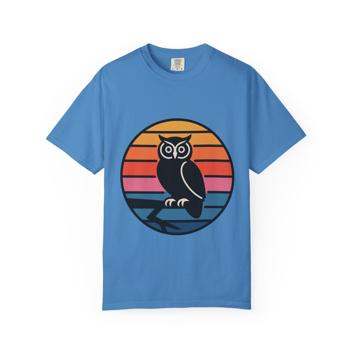 Retro Sunset Owl Badge T-Shirt