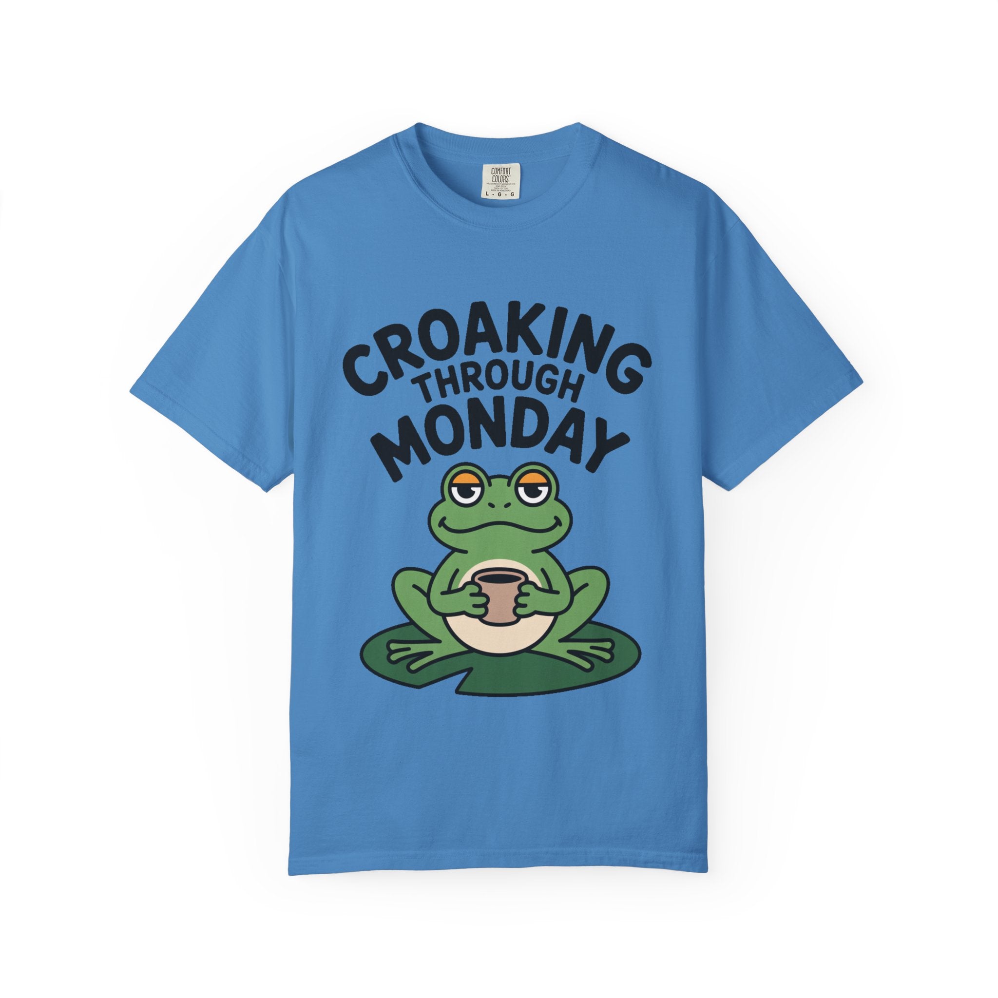 Croaking Through Monday Shirt, Funny Frog Coffee T-Shirt, Cute Frog Lover Gift, Monday Mood Tee, Sarcastic Frog Shirt