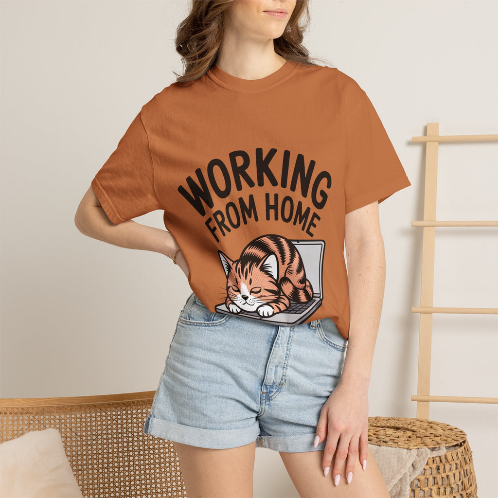 Working From Home Cat Shirt, Funny Cat Lover T-Shirt, Cute Cat Keyboard Tee, Remote Work Gift, WFH Cat Lover Graphic Shirt