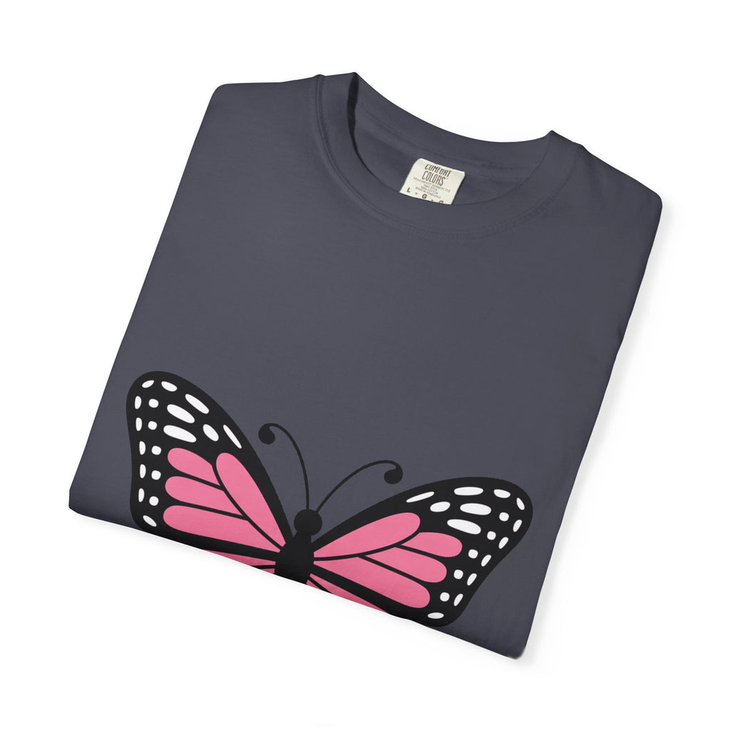 Butterfly T-Shirt, Cute Detailed Butterfly Graphic Tee, Nature Lover Gift, Embroidery-Style Butterfly Shirt, Garment-Dyed Unisex Tee