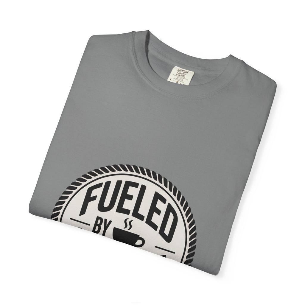 Fueled By Coffee Badge Shirt, Vintage Coffee Lover T-Shirt, Retro Coffee Stamp Logo Tee, Funny Coffee Addict Gift