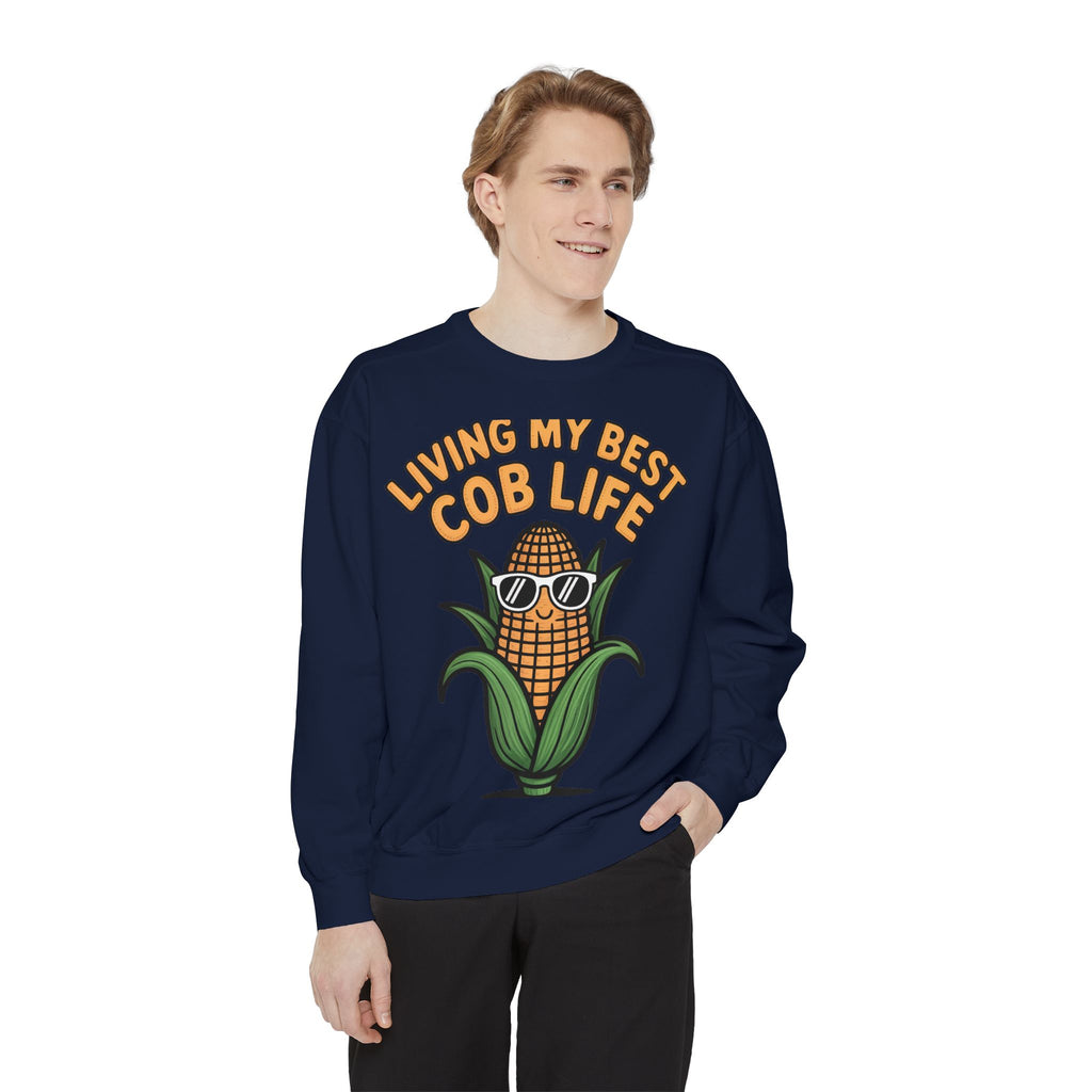 Best Cob Life Corn Sweatshirt, Funny Corn Sunglasses Crewneck, Cute Vegetable Pun Shirt, Garden Lover Gift, Embroidered Patch Style