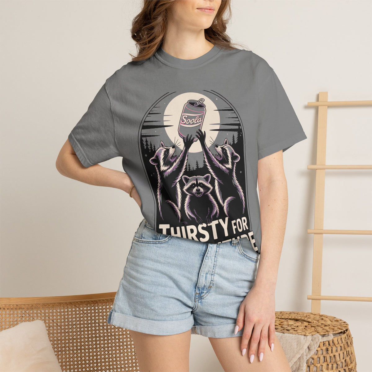 Thirsty For Adventure Raccoons Shirt, Funny Vintage Raccoon T-Shirt, Retro Soda Poster Tee, Camping Gift